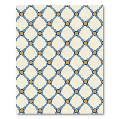 Blue Golden Dot Diamond Lattice Rug