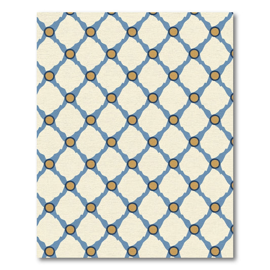 Blue Golden Dot Diamond Lattice Rug