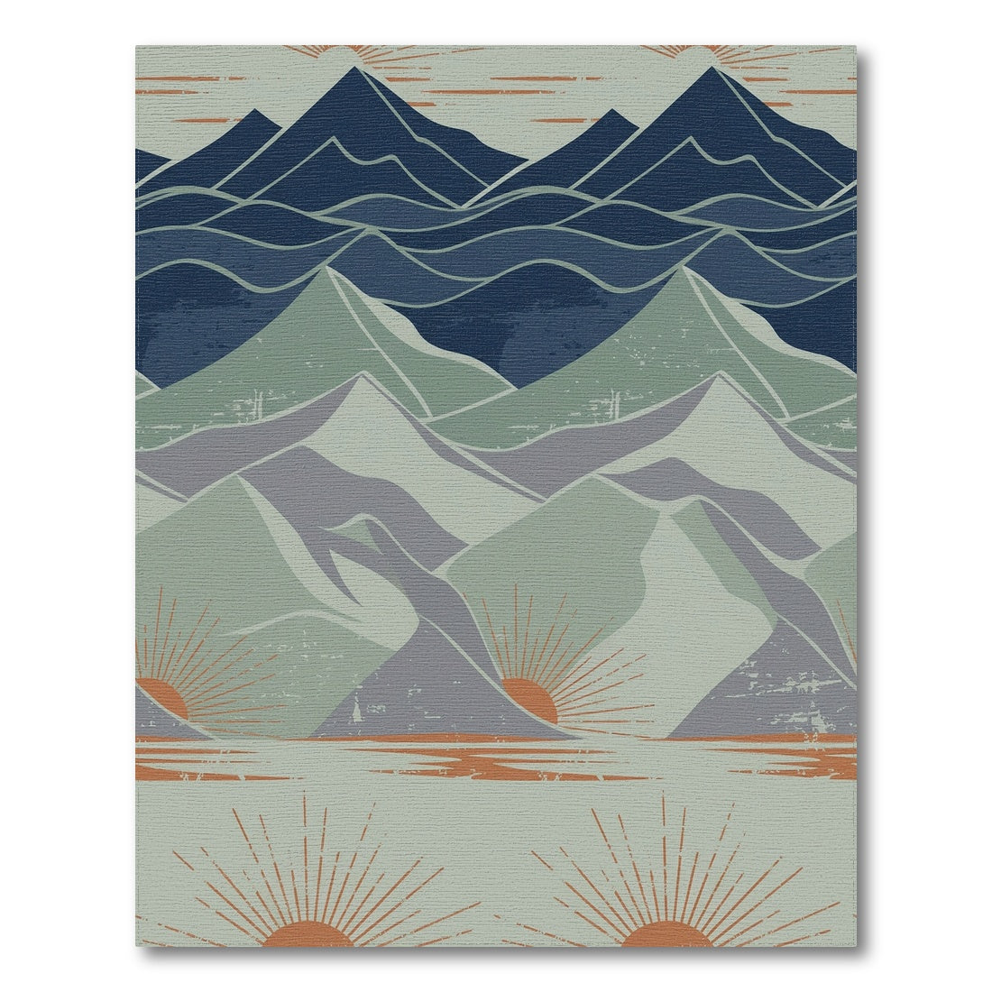 Blue Mountain Peaks Distressed Area Rug