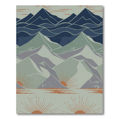 Blue Mountain Peaks Distressed Area Rug