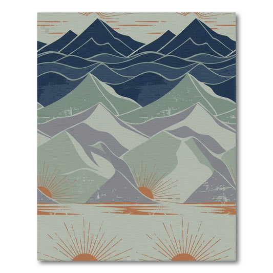 Blue Mountain Peaks Distressed Area Rug
