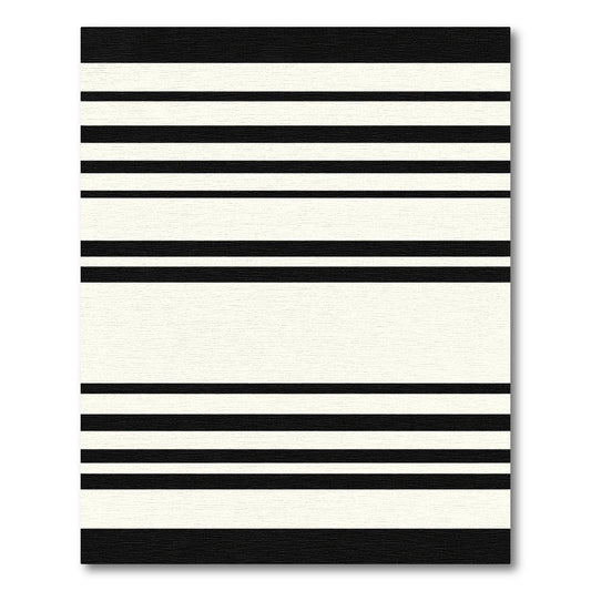 Classic Black White Horizontal Stripes Rug