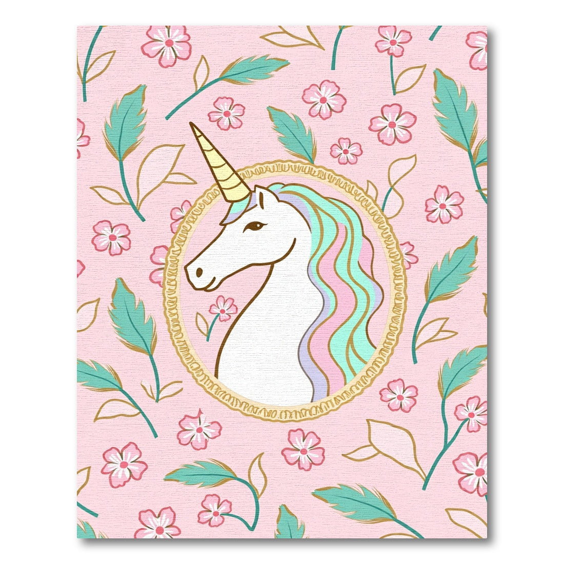 Pink Unicorn Floral Enchantment Rug