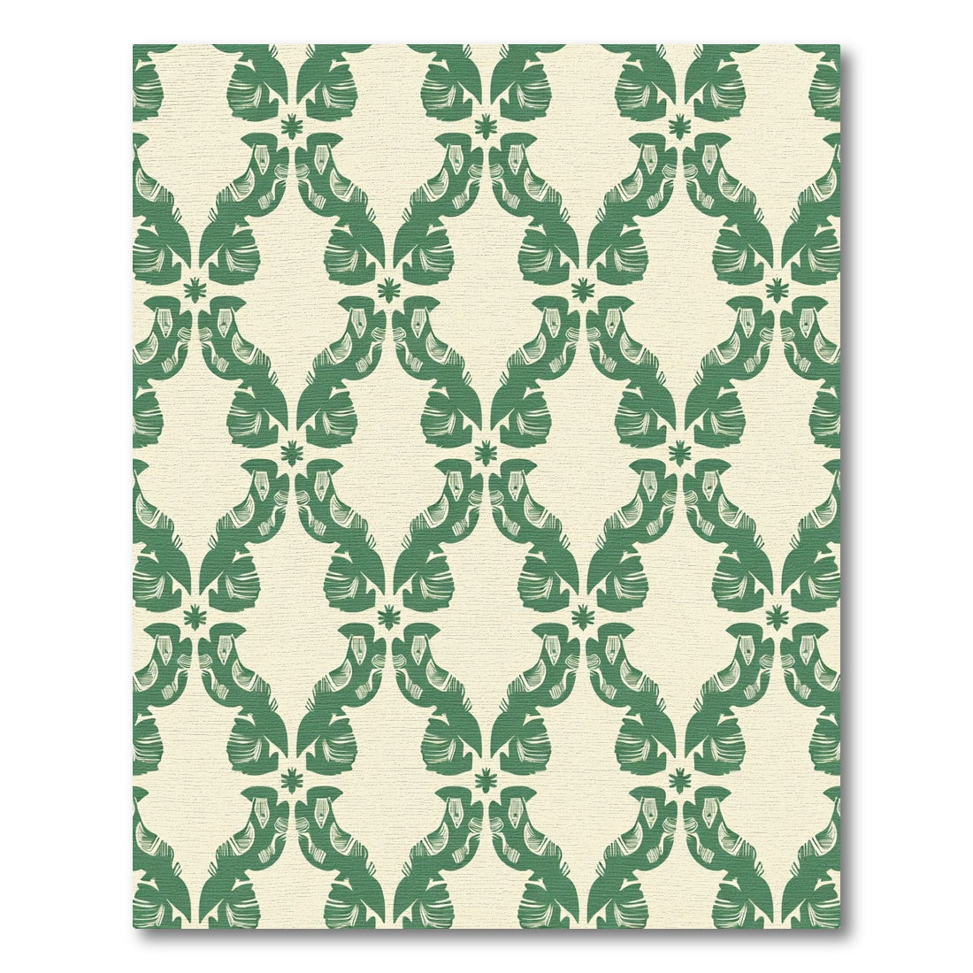 Emerald Green Stylized Geometric Birds Rug