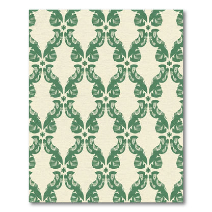 Emerald Green Stylized Geometric Birds Rug