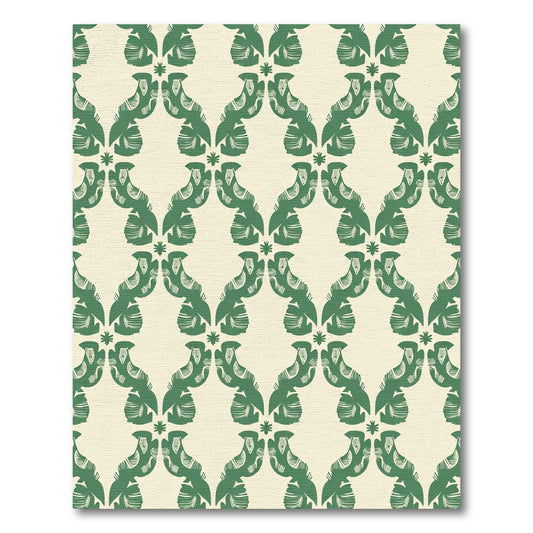 Emerald Green Stylized Geometric Birds Rug
