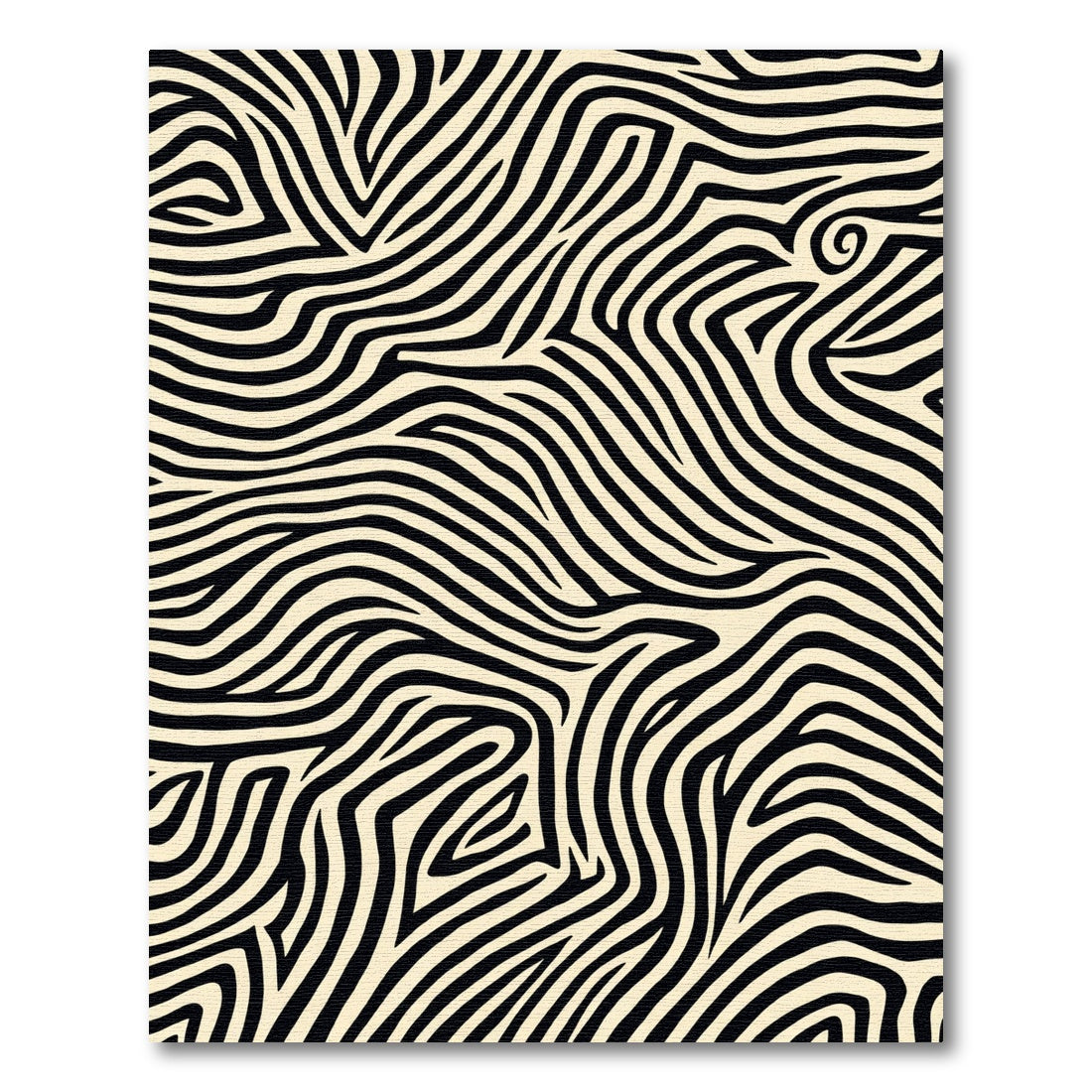 Black Cream Abstract Zebra Stripe Rug