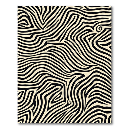 Black Cream Abstract Zebra Stripe Rug