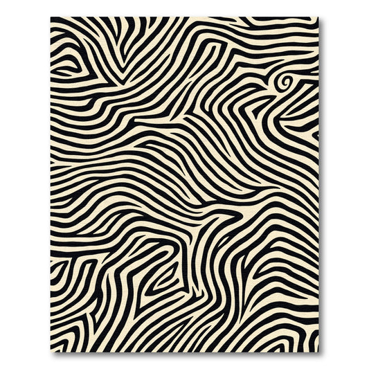 Black Cream Abstract Zebra Stripe Rug