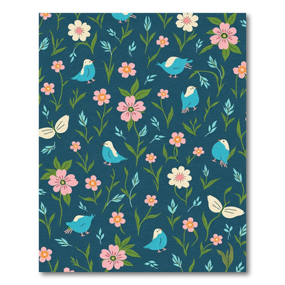 Turquoise Birds Pink Floral Garden Rug