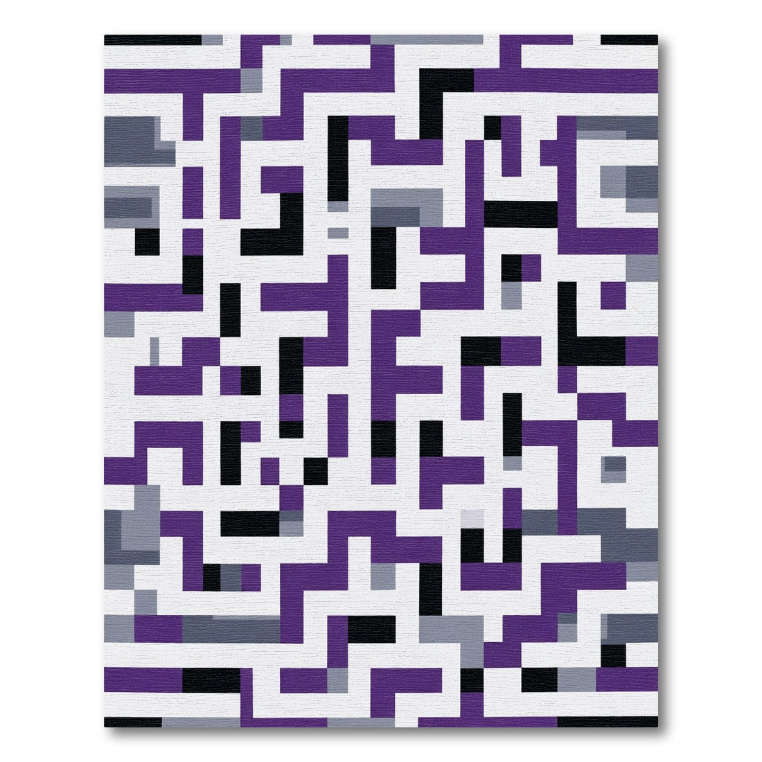 Modern Purple Black Geometric Maze Rug