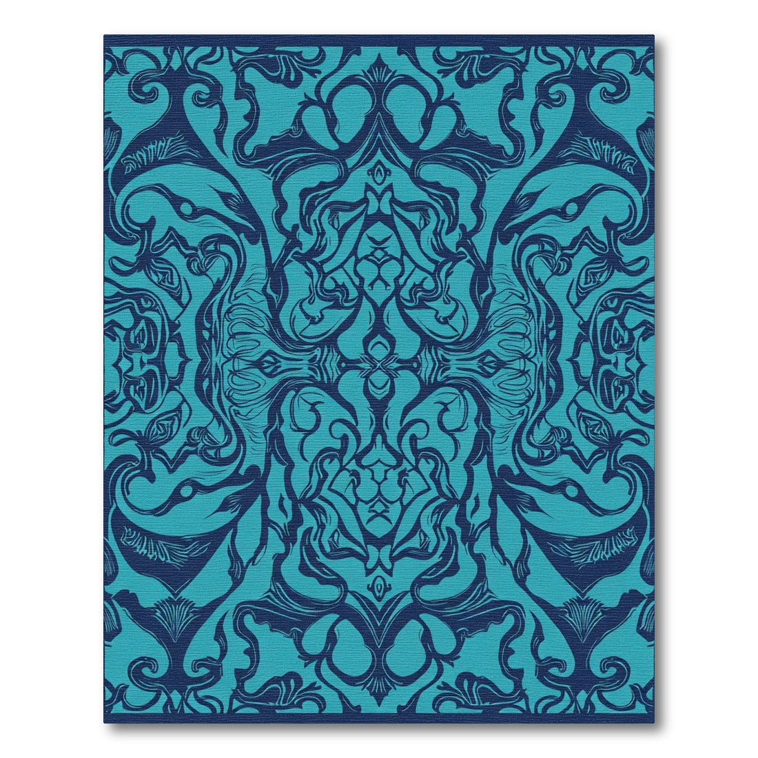 Teal Navy Ornamental Swirl Rug
