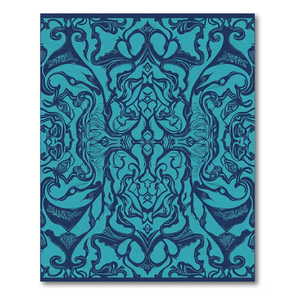 Teal Navy Ornamental Swirl Rug