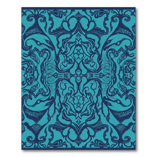 Teal Navy Ornamental Swirl Rug