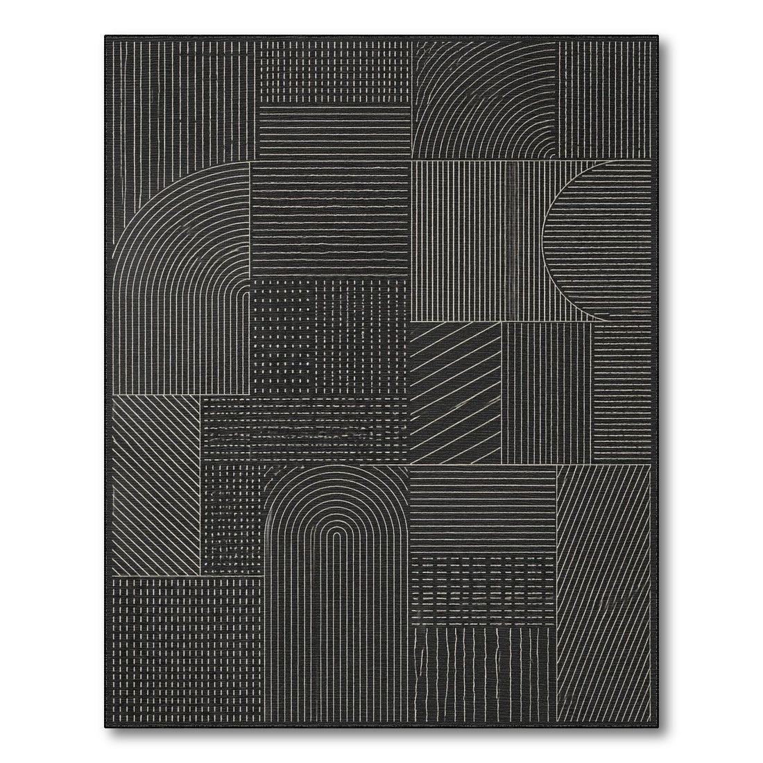 Black White Geometric Area Rug