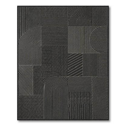 Black White Geometric Area Rug