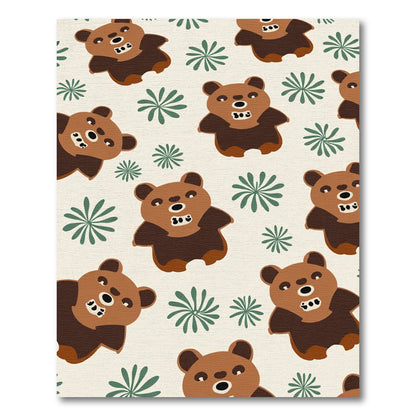 Brown Bear Sprouts Repeating Pattern Rug