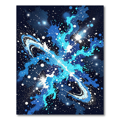 Abyssal Blue Splatter Swirl Rug