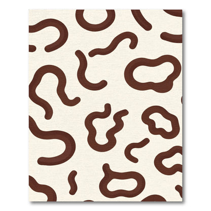 Cream Brown Abstract Blobs Rug