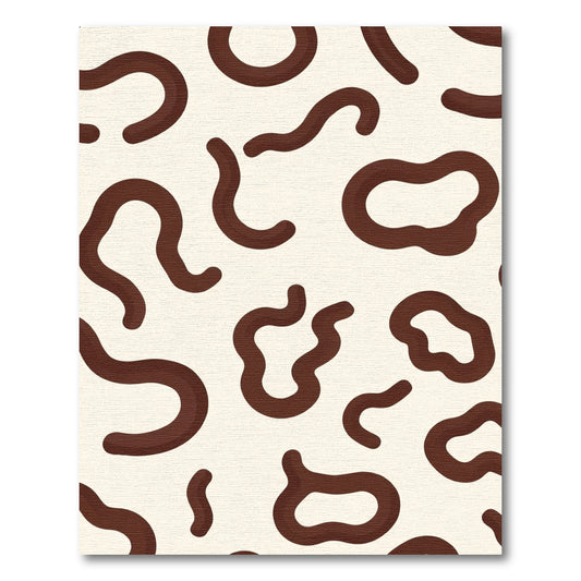 Cream Brown Abstract Blobs Rug