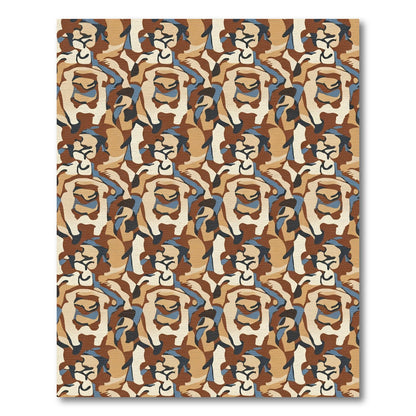 Earthy Brown Abstract Camouflage Rug