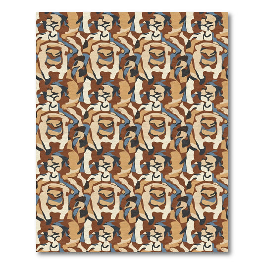 Earthy Brown Abstract Camouflage Rug