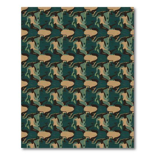 Earthy Woodland Abstract Camouflage Rug