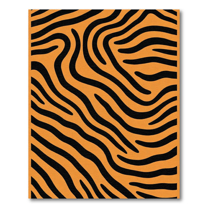 Orange Black Zebra Stripe Texture Rug