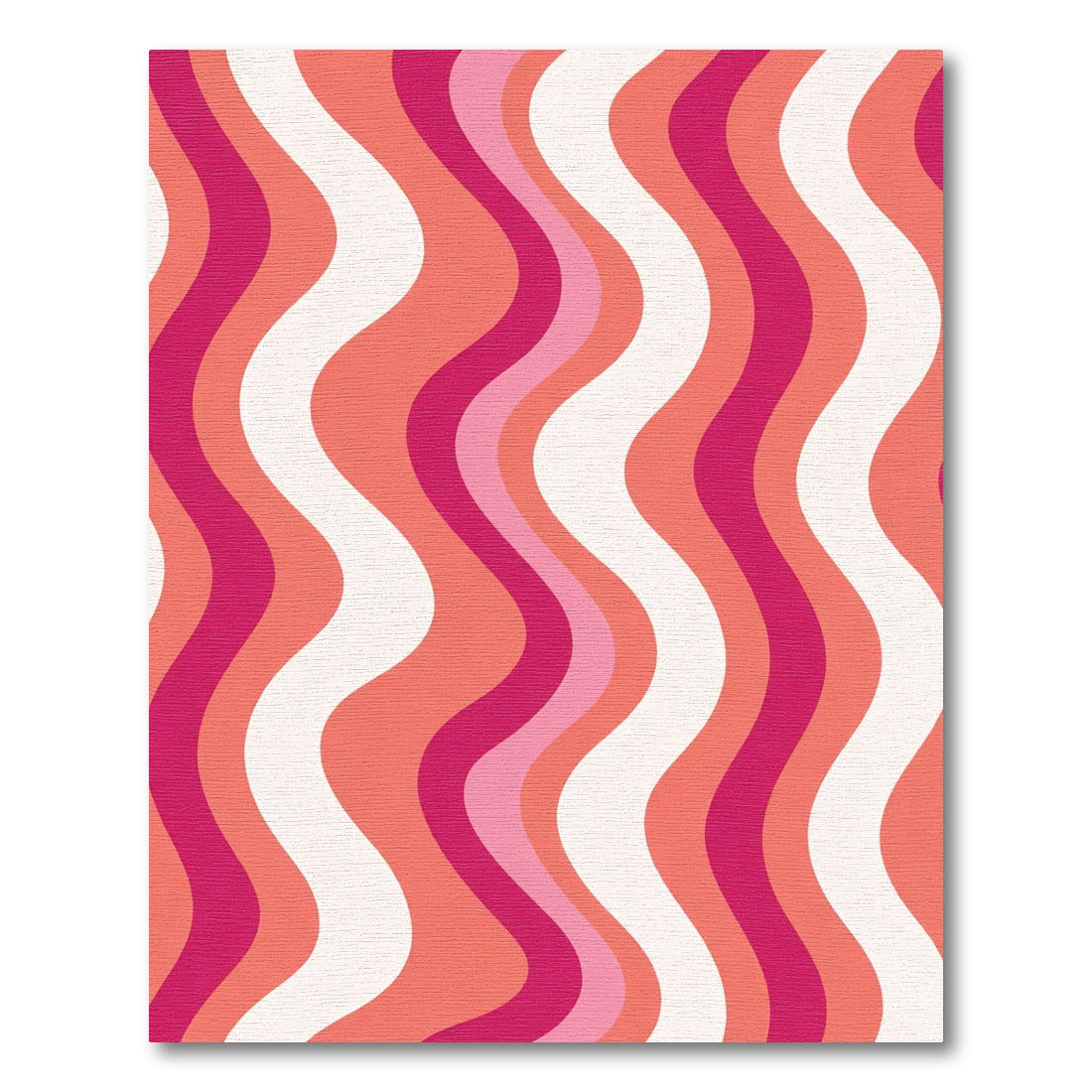 Retro Pink Coral Wave Stripes Rug