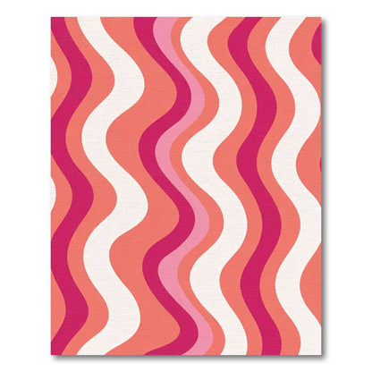Retro Pink Coral Wave Stripes Rug