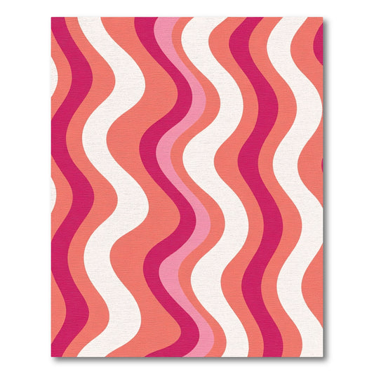 Retro Pink Coral Wave Stripes Rug