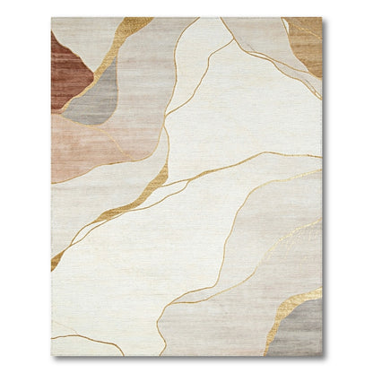 Neutral Gold Fluid Abstract Rug