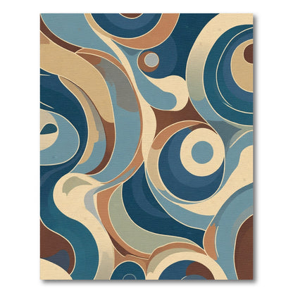 Retro Blue Swirls Abstract Shapes Rug