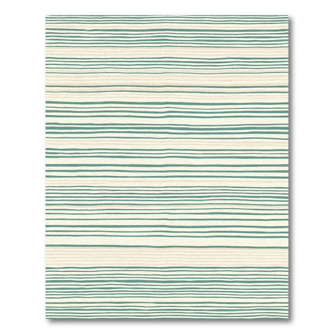 Handcrafted Teal Cream Stripe Rug