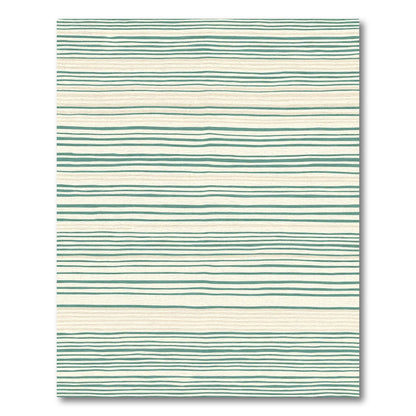Handcrafted Teal Cream Stripe Rug