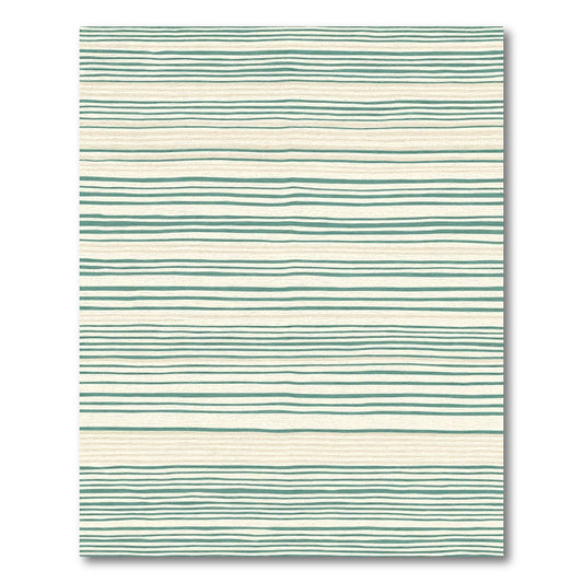 Handcrafted Teal Cream Stripe Rug