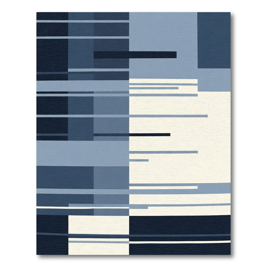 Modern Blue Geometric Blocks Rug