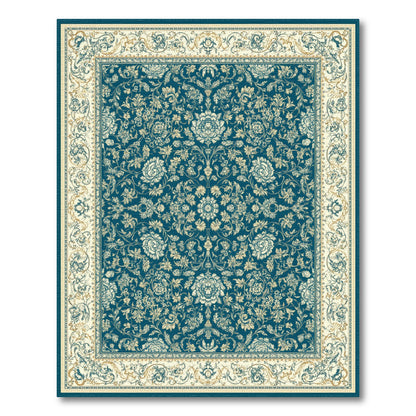 Floral Blue and Teal Floral Persian Area Rug