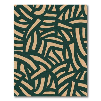 Peachy Curved Lines Emerald Abstract Rug