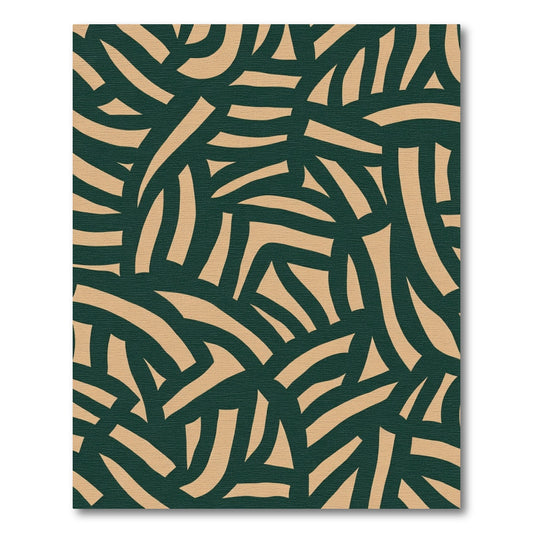 Peachy Curved Lines Emerald Abstract Rug