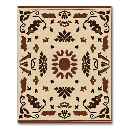 Brown Floral Medallion Symmetry Rug