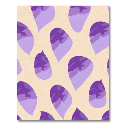 Abstract Purple Organic Leaf Shape Rug