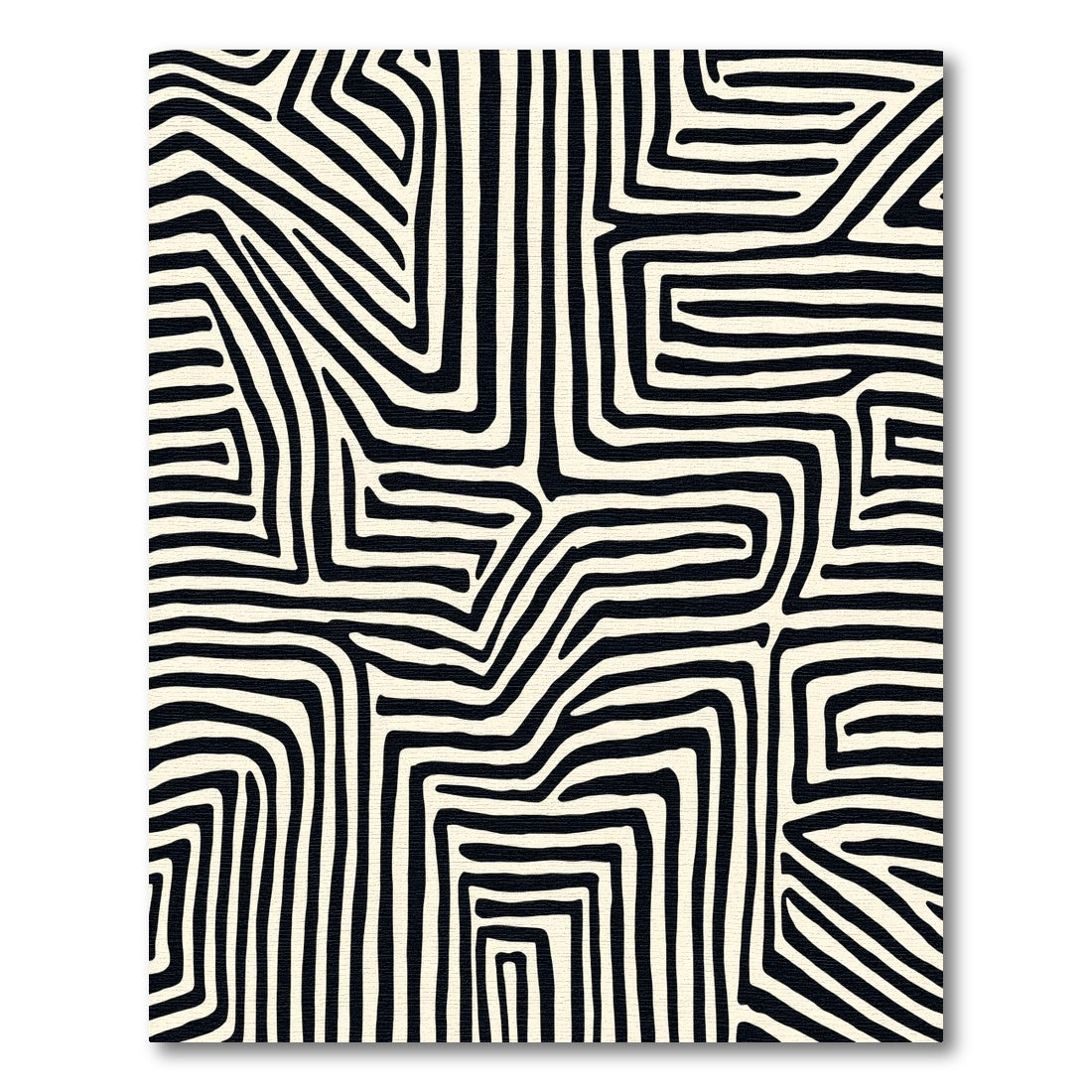 Black Cream Labyrinth Lines Rug