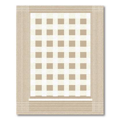 Classic Tan Gingham Plaid Area Rug
