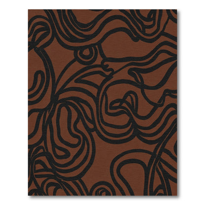 Bold Black Swirl Carmine Abstract Rug