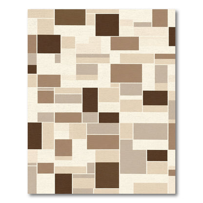 Earth Tones Abstract Geometric Blocks Rug