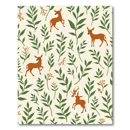 Forest Deer Leafy Branches Rug