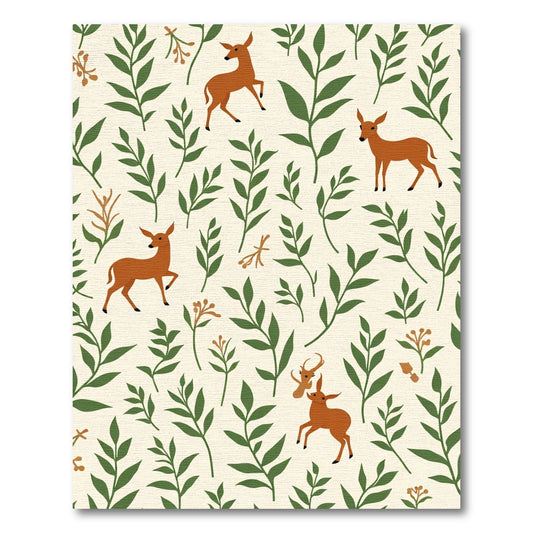 Forest Deer Leafy Branches Rug