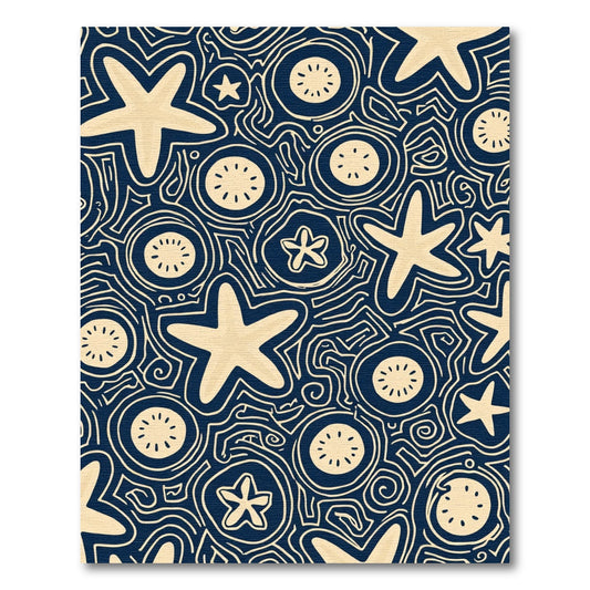 Nautical Starfish And Circles Composition Rug