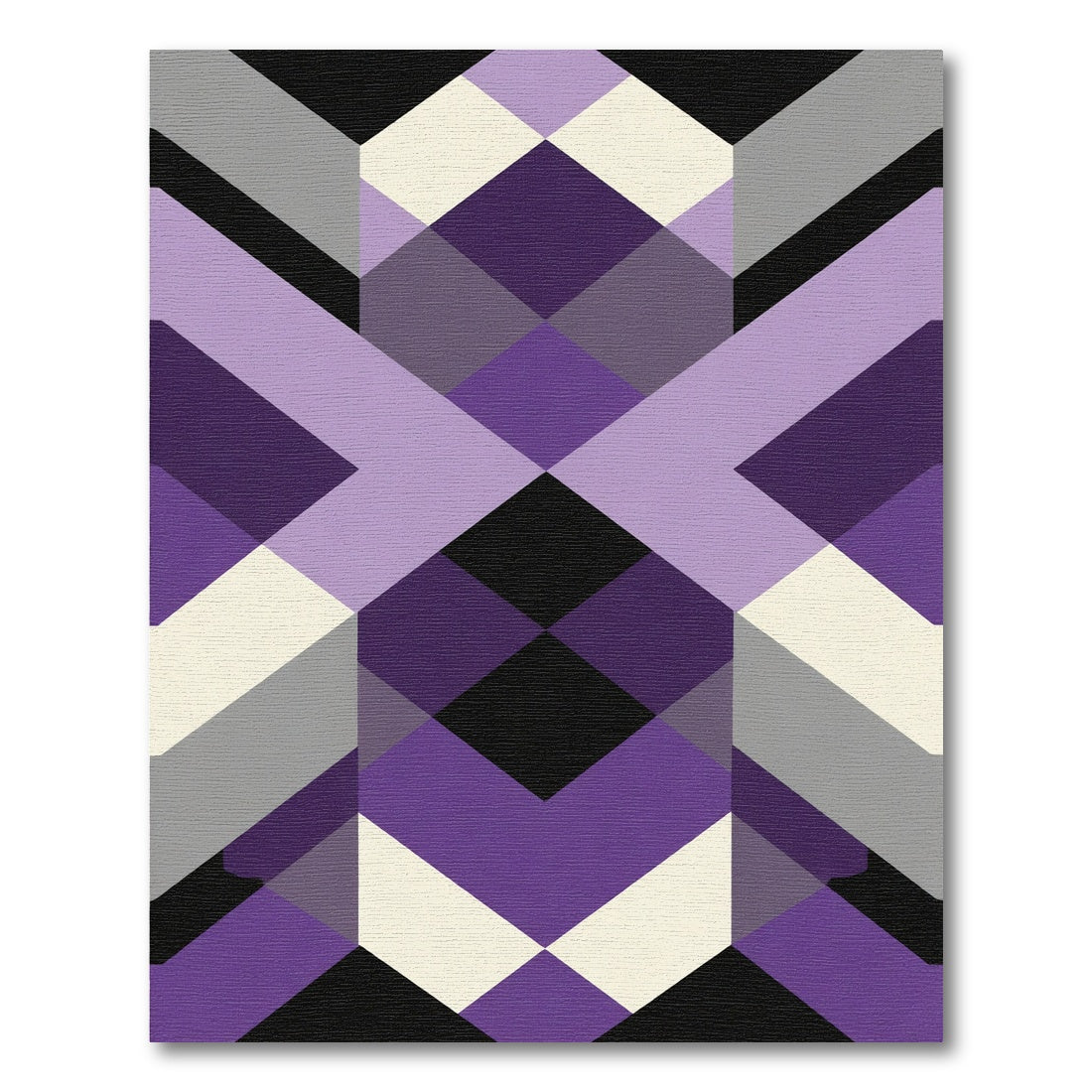 Geometric Purple Black White Gray Shapes Rug